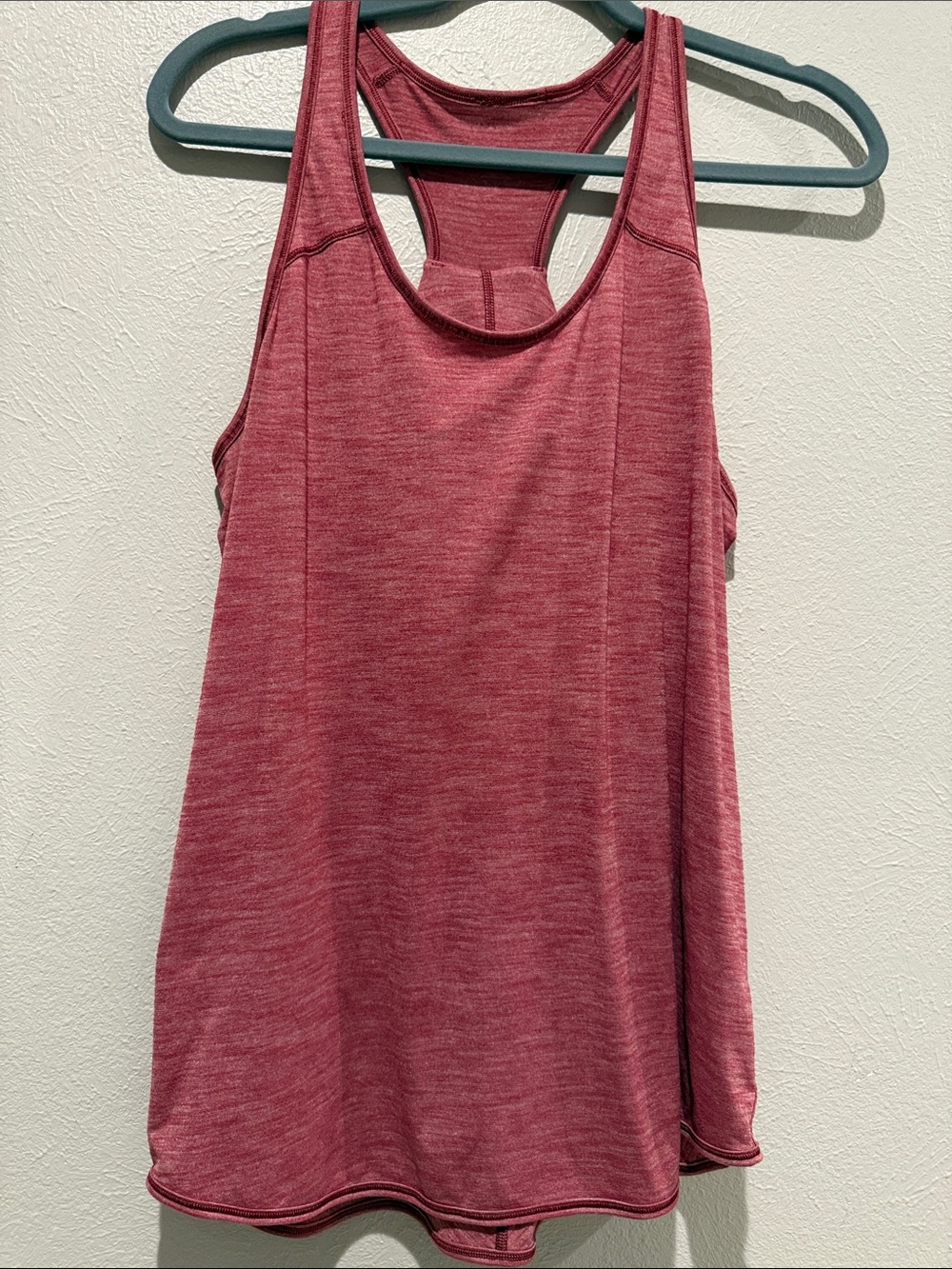 EUC - Lululemon Heathered Rose Racerback Tank Top. PTP 19”. Length 28”